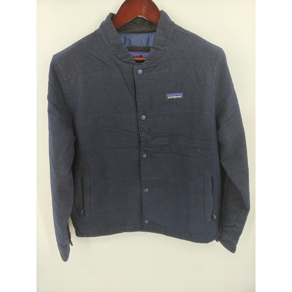 Patagonia Mens Worn Wear Recycled Wool Bomber Jacket Navy Blue 50815 FA18 Medium